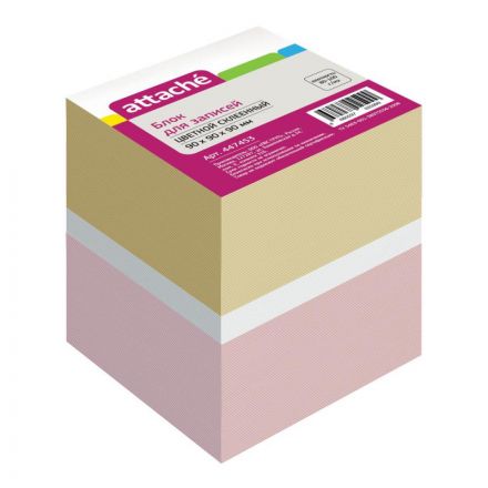 Блок для записей Attache 90x90x90 мм разноцветный (плотность 80-100 г/кв.м)