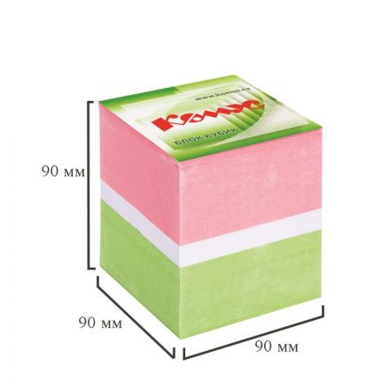 Блок для записей КОМУС на склейке 9х9х9 цветной блок 80-100 г Блок для записей КОМУС на склейке 9х9х9 цветной блок 80-100 г