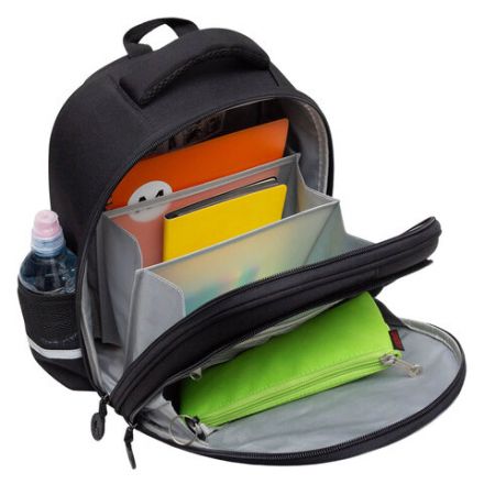 Ранец GRIZZLY анатомическая спинка, c бейджем, для мальчиков, "BLACK CAR", 36х28х20 см, RAz-587-7/1