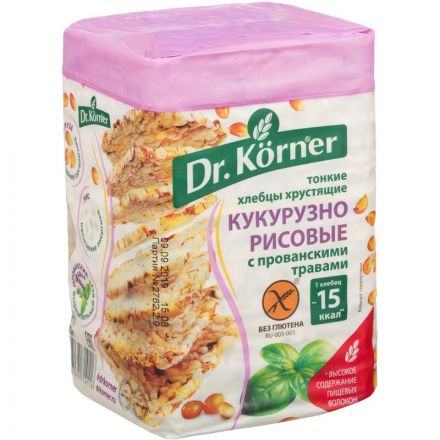 Хлебцы хрустящие Кукурузно-рисовые с прованскими травами Dr.Korner 100 гр Хлебцы хрустящие Кукурузно-рисовые с прованскими травами Dr.Korner 100 гр