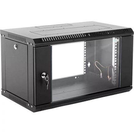 Шкаф настенный телеком. ЦМО разб. 9U(600х350) дв. стекло (ШРН-Э-9.350-9005)