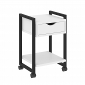 Loft Тумба на колесных опорах с ящиком и полкой VR.L-T1.K Белый бриллиант/Чёрный металл 500*460*767