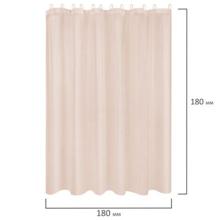 Шторка для ванной PEVA, 180х180 см, кольца в комплекте, 3 цвета ассорти (белый, голубой, коричневый), WBZ (ВБЗ), 700067
