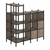 Loft Угловой внешний стеллаж наборный VR.L-57 Тиквуд тёмный/Чёрный металл 862*1694*1869