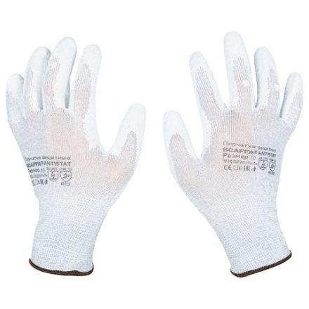 Перчатки антистатические SCAFFA "Antistat", карбоновая нить, полиуретановое покрытие, размер 10, XL (очень большой), 00-00015298