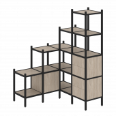 Loft Угловой внутренний стеллаж наборный VR.L-40 Дуб аттик/Чёрный металл 1278*1278*1869