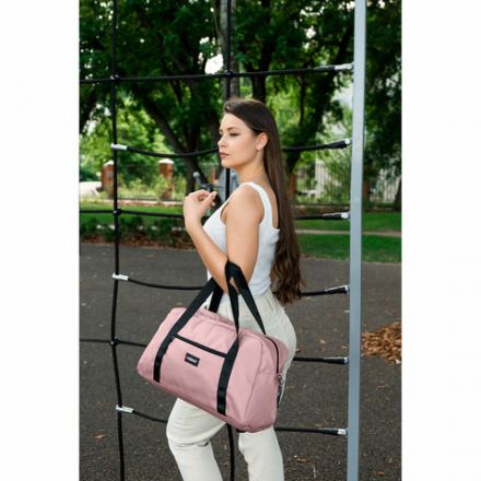 Сумка спортивная HEIKKI EFFECT (ХЕЙКИ), металлическая фурнитура, пыльная роза, 26x48x21 см, 272624