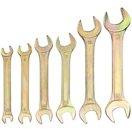 Набор ключей рожковых 6 шт, 6х7-16х17мм, желтый цинк REXANT 12-5843-2