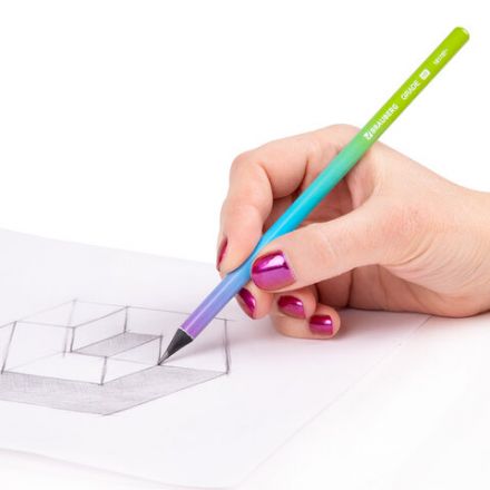 Карандаш чернографитный BRAUBERG "Grade", 1 шт., HB, корпус ассорти, 181757