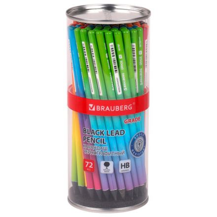 Карандаш чернографитный BRAUBERG "Grade", 1 шт., HB, корпус ассорти, 181757