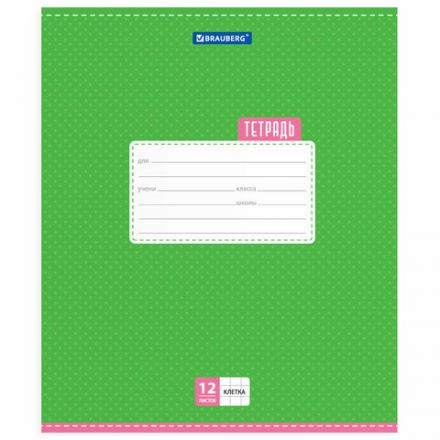 Тетрадь 12 л. BRAUBERG, клетка, обложка картон, ТОЧКИ, 103023