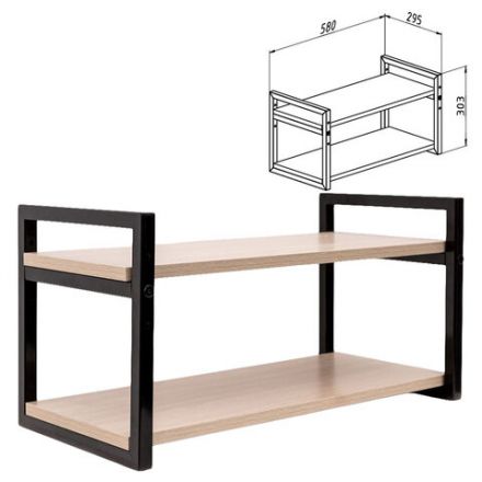 Полка BRABIX "SMART WS-002", 580х290х300 мм, ЛОФТ, 2 полки, металл/ЛДСП ясень шимо светлый, 641951