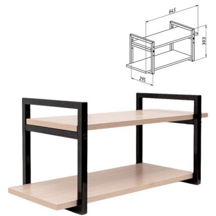 Полка BRABIX "SMART WS-002", 580х290х300 мм, ЛОФТ, 2 полки, металл/ЛДСП ясень шимо светлый, 641951