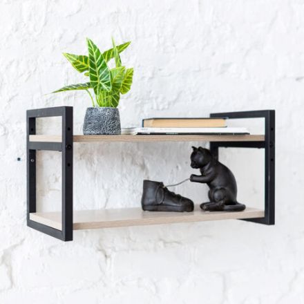 Полка BRABIX "SMART WS-002", 580х290х300 мм, ЛОФТ, 2 полки, металл/ЛДСП ясень шимо светлый, 641951