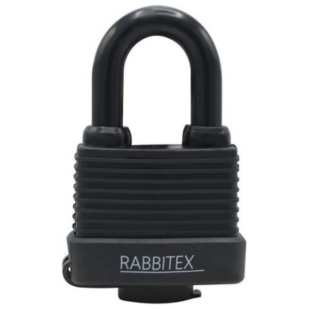 Замок навесной стальной 50 мм "Всепогодный" оцинкованный, прорезиненный, 3 ключа, RABBITEX (РАББИТЕКС), 671301