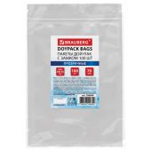 Пакеты дой-пак с замком ZIP LOCK, прозрачные, 160х240 + 40 мм, КОМПЛЕКТ 100 штук, 70 мкм, BRAUBERG, 700698