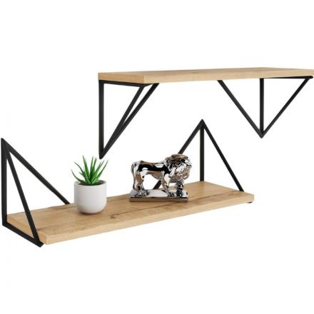 Полка KD настенная Калипсо-6, 1 ярус. каркас черный/ЛДСП дуб буратти