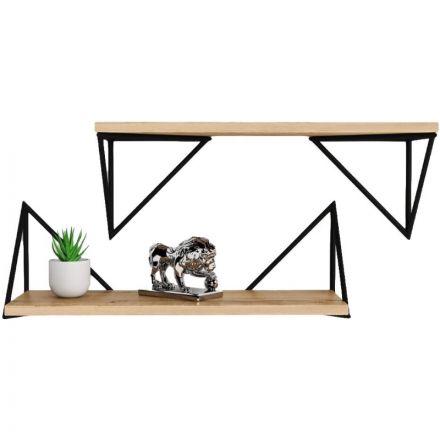 Полка KD настенная Калипсо-6, 1 ярус. каркас черный/ЛДСП дуб буратти