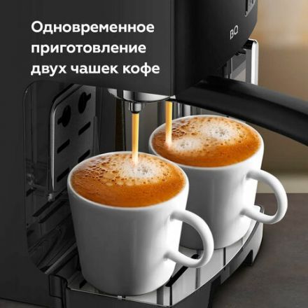 Кофеварка рожковая BQ (БИ-КЬЮ) CM9002, 1450 Вт, объем 1,4 л, 19 бар, автоматический капучинатор, черная, 86200350