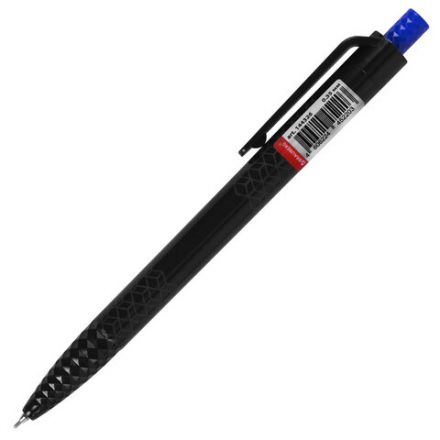 Ручка шариковая масляная автоматическая BRAUBERG "BLACK PEN RT", СИНЯЯ, игольчатый наконечник 0,7 мм, линия письма 0,35 мм, 144326