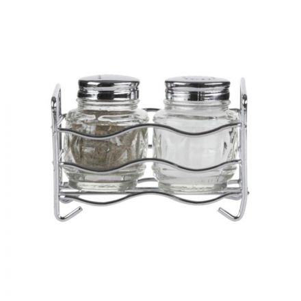 Набор для специй 2пр.(соль,перец) нерж, подст. ВОЛНА , кт107