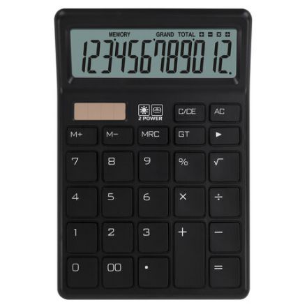 Калькулятор настольный BRAUBERG CH-12-BK (153х103 мм), 12 разрядов, двойное питание, черный, 272958