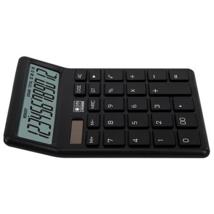 Калькулятор настольный BRAUBERG CH-12-BK (153х103 мм), 12 разрядов, двойное питание, черный, 272958