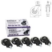 Колеса (ролики) BRABIX для кресла мягкие, резиновые, d 76 мм, КОМПЛЕКТ 5 шт., шток d 11 мм, в коробе, 532524 Колеса (ролики) BRABIX для кресла мягкие, резиновые, d 76 мм, КОМПЛЕКТ 5 шт., шток d 11 мм, в коробе, 532524