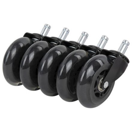 Колеса (ролики) BRABIX для кресла мягкие, резиновые, d 76 мм, КОМПЛЕКТ 5 шт., шток d 11 мм, в коробе, 532524