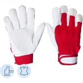 Перчатки кожаные рабочие JetaSafety JLE301-10 цв.красный/белый р.XL