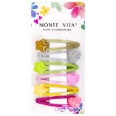 Заколки для волос НАБОР 6 шт., 5 см, клик-клак, с декоративными элементами, разные цвета, MONTE VITA (МОНТЕ ВИТА), 457089 Заколки для волос НАБОР 6 шт., 5 см, клик-клак, с декоративными элементами, разные цвета, MONTE VITA (МОНТЕ ВИТА), 457089