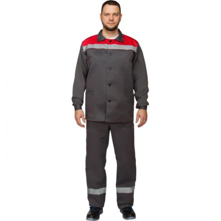 Костюм рабочий летний муж. л16-КПК с СОП сер/крас (р.64-66) 170-176 Костюм рабочий летний муж. л16-КПК с СОП сер/крас (р.64-66) 170-176