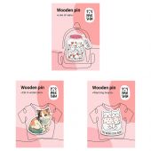 Набор деревянных значков MESHU "Lots of cats", каширование, 3шт. Набор деревянных значков MESHU "Lots of cats", каширование, 3шт.
