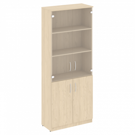 Nova S Шкаф высокий широкий (2 низкие двери ЛДСП, 2 средние двери стекло) В.СТ-1.2 Бук артизан 770*360*1915 Nova S Шкаф высокий широкий (2 низкие двери ЛДСП, 2 средние двери стекло) В.СТ-1.2 Бук артизан 770*360*1915