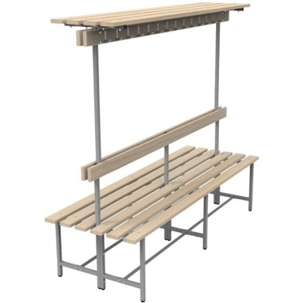 Скамья TI_СВТ-9/2 дерев.доска, 2000 мм, вешалка, полка, рег.опора