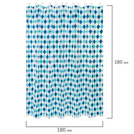 Шторка для ванной PEVA, 180х180 см, кольца в комплекте, 3 дизайна ассорти, УЗОРЫ, WBZ (ВБЗ), 700068