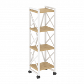 Loft Стеллаж на колесных опорах-4 полки VR.L-MST.K-4.4 Тиквуд светлый/Белый металл 400*400*1334