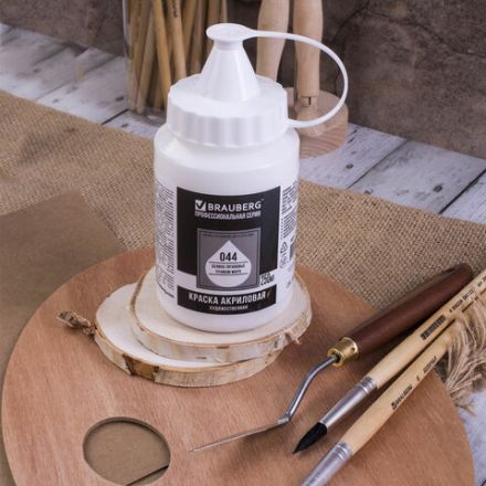 Краска акриловая художественная BRAUBERG ART CLASSIC, флакон 250мл, БЕЛИЛА ТИТАНОВЫЕ, 191072