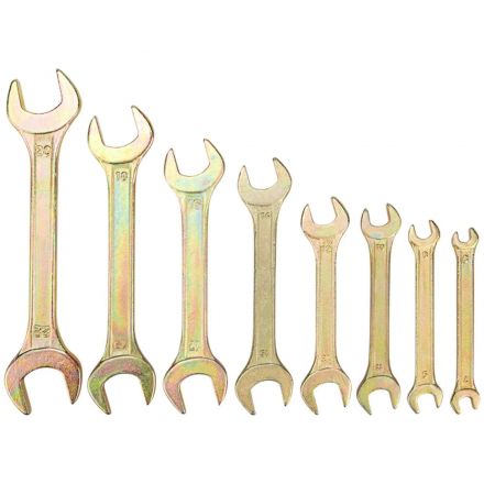 Набор ключей рожковых 8 шт, 6х7-20х22мм, желтый цинк REXANT 12-5844-2