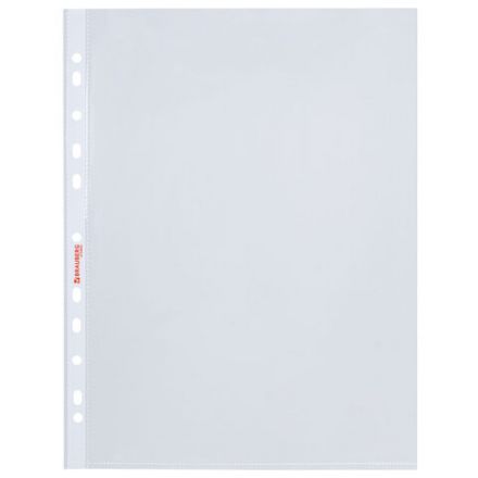 Папки-файлы перфорированные А4 BRAUBERG "PREMIUM", КОМПЛЕКТ 100 шт., матовые, 35 мкм, 273005