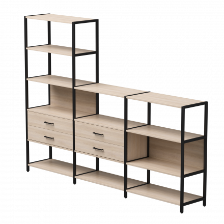 Набор стеллажных систем №11 Everprof EVO 2440x385x1840 Дуб Соната/Черный