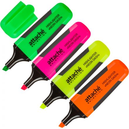 Набор текстовыделителей Attache Selection Neon Dash 1-5мм набор 4цв HL7010 Набор текстовыделителей Attache Selection Neon Dash 1-5мм набор 4цв HL7010