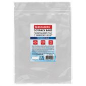 Пакеты дой-пак с замком ZIP LOCK, прозрачные, 180х260 + 40 мм, КОМПЛЕКТ 100 штук, 70 мкм, BRAUBERG, 700699