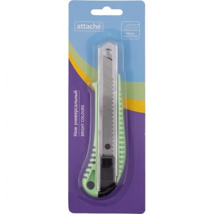 Нож универсальный Attache 18 мм пластиковый мет направл. зелён