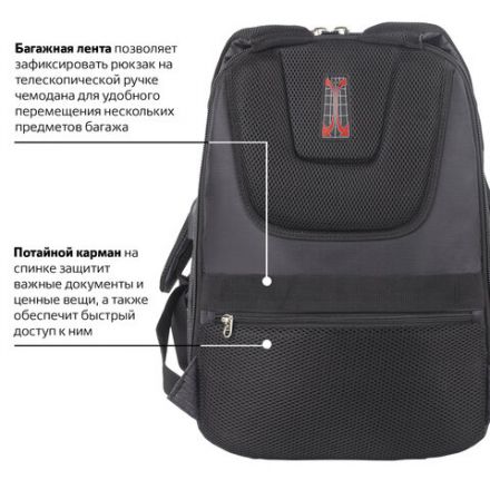 Рюкзак BRAUBERG FUNCTIONAL с отделением для ноутбука, 3 отделения, USB-порт, "Progress", 48х14х34 см, 229873
