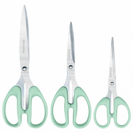 Ножницы BRAUBERG "CLASSIC PRO" 3 шт. (155, 185, 210 мм), мятные ручки, ВЫГОДНАЯ УПАКОВКА, 272979