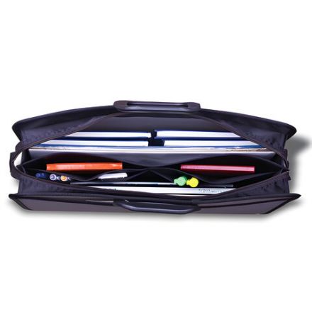 Папка-портфель пластиковая БОЛЬШОГО ФОРМАТА BRAUBERG "ПОРТФОЛИО", А3 (470х380х130 мм), 3 отделения, серая, 223080