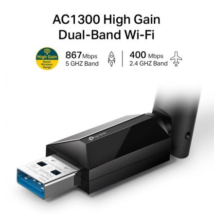Сетевой адаптер TP-Link Archer T3U Plus,AC1300 двухдиапазонный,Wi-Fi,USB3.0 Сетевой адаптер TP-Link Archer T3U Plus,AC1300 двухдиапазонный,Wi-Fi,USB3.0