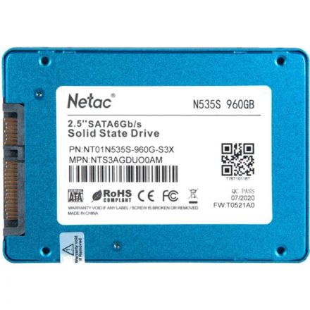 SSD накопитель Netac SSD N535S 2.5 SATA 960GB(NT01N535S-960G-S3X)