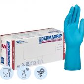 Перчатки медицинские смотровые латексные Dermagrip High Risk нестерильные неопудренные размер S (50 штук в упаковке)